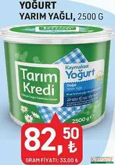 TARIM KREDİ YARIM YAĞLI YOĞURT 2500 G fiyat ve kampanya bilgisi